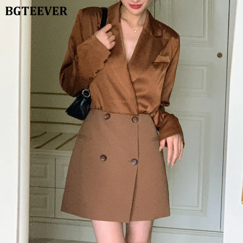 BGTEEVER Autumn Fashion Notched Collar Slim Waist Female Suit Dress Elegant Long Sleeve Women Double Breasted A-line Mini Dress
BGTEEVER Autumn Fashion Notched Collar Slim Waist Female Suit Dress Elegant Long Sleeve Women Double Breasted A-line Mini Dress