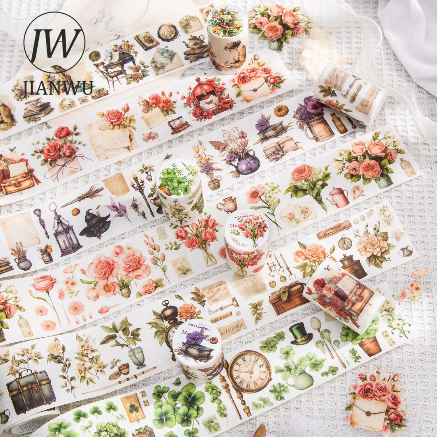 

JIANWU 60mm*200cm Manor Diary Series Vintage Plant Material Washi Tape Creative DIY Journal Collage Scrapbooking Stationery
