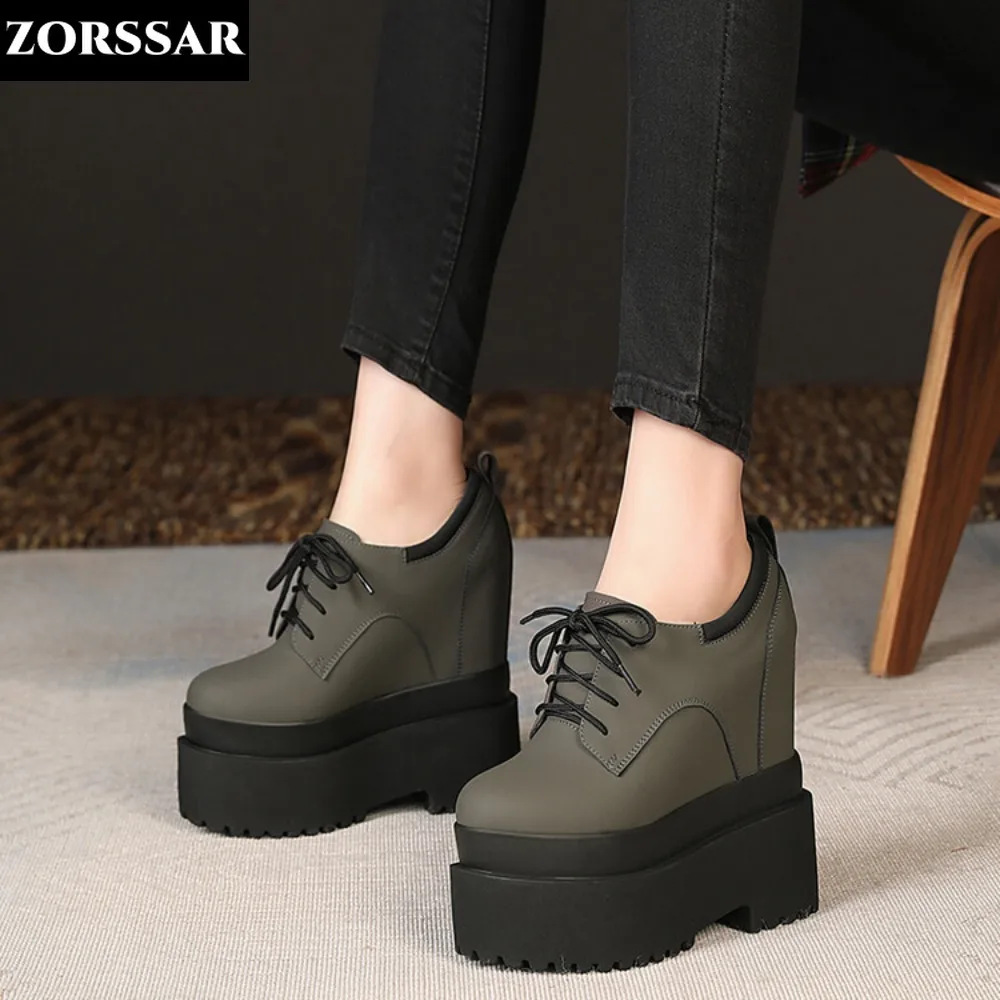 

Women Hidden Wedges Sport Shoes Woman Height Increasing 16CM Chunky Dad Sneakers Ladies Breathable Platform Leather Casual Shoes