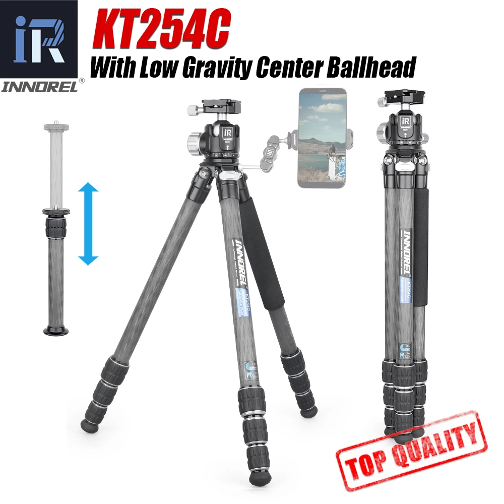 

INNOREL KT254C 10 Layer Carbon Fiber Tripod Professional Portable Compact Camera Stand Support with Short Center Column for DSLR