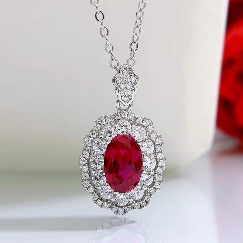 Jewelry 2022 New Solid 925 Sterling Silver 9*9MM Oval Ruby Pendant Necklace Stud Earrings Fine Engagement Party Women's Jewelry 
Jewelry 2022 New Solid 925 Sterling Silver 9*9MM Oval Ruby Pendant Necklace Stud Earrings Fine Engagement Party Women's Jewelry