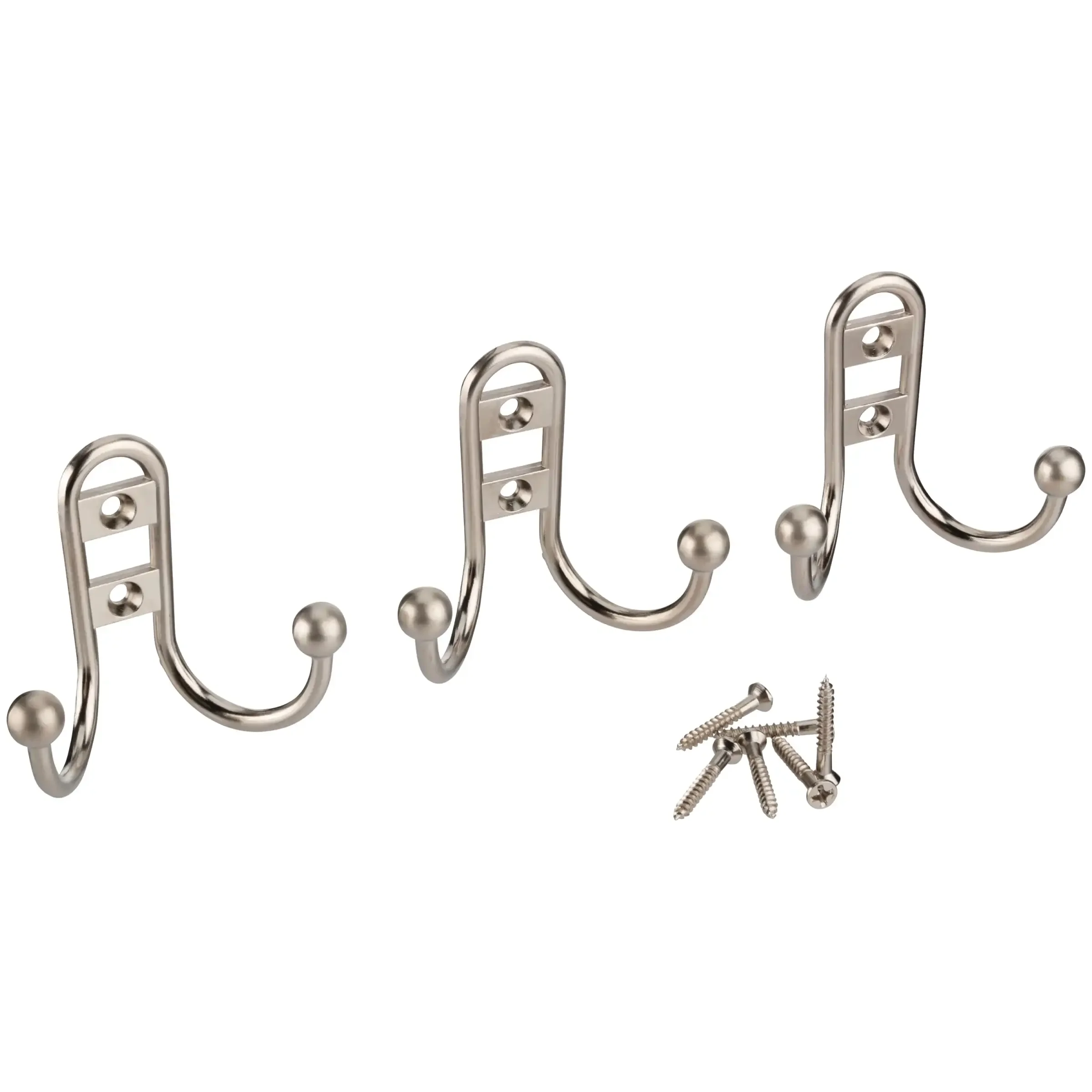 Double Hook Satin Nickel Metal Hooks, 3 Pack, Mounting Hardware Included, 10 Lbs Capacity Wall Hook Bathroom Accessories
Double Hook Satin Nickel Metal Hooks, 3 Pack, Mounting Hardware Included, 10 Lbs Capacity Wall Hook Bathroom Accessories