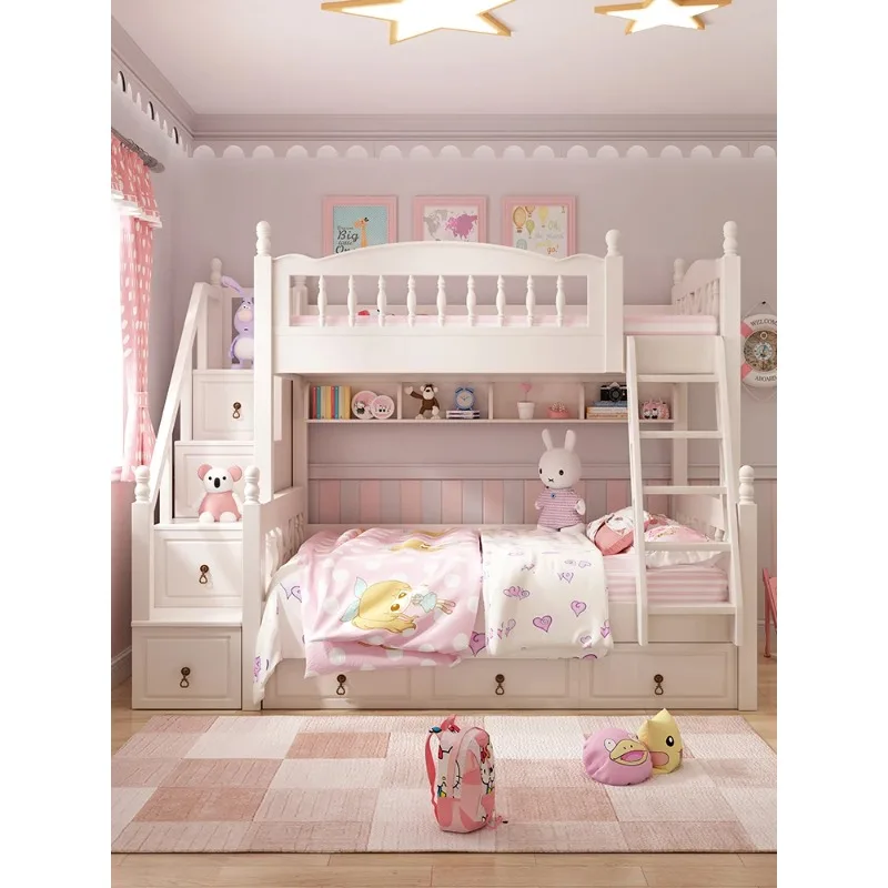 Children's bed up and down, children's mother bed, staggered white double bed with top and bottom bunks
Children's bed up and down, children's mother bed, staggered white double bed with top and bottom bunks
