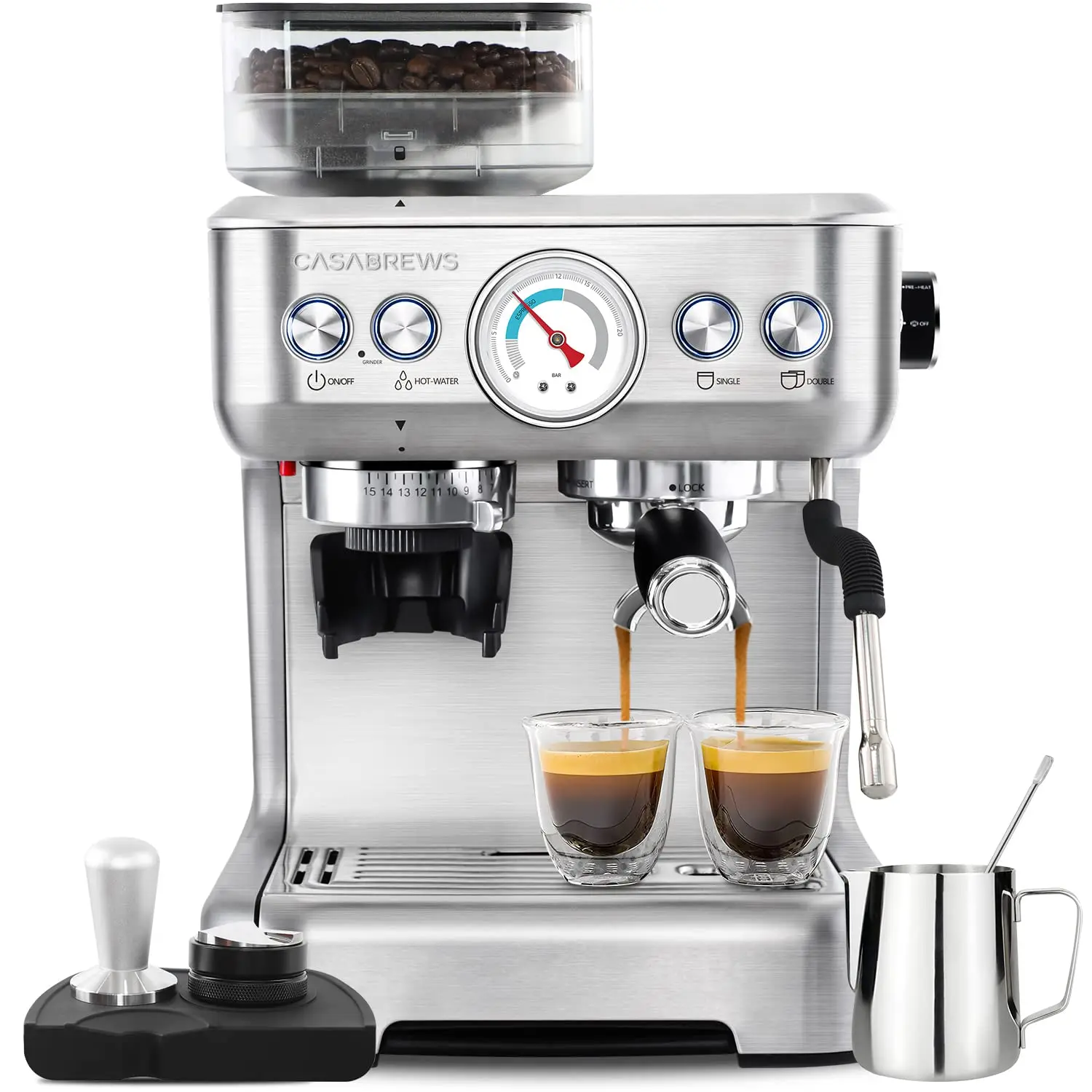 CASABREWS Espresso Machine With Grinder, Professional Espresso Maker With Milk Frother Steam Wand, Barista Latte Machine With Re
CASABREWS Espresso Machine With Grinder, Professional Espresso Maker With Milk Frother Steam Wand, Barista Latte Machine With Re