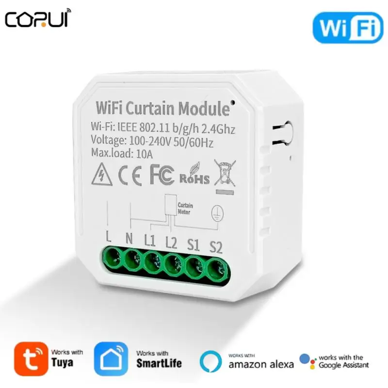 CORUI Tuya WiFi Smart Curtain Switch For Roller Shutter Blind Motor Rolling Shutter Doors Work With Smart Life Alexa Google Home
CORUI Tuya WiFi Smart Curtain Switch For Roller Shutter Blind Motor Rolling Shutter Doors Work With Smart Life Alexa Google Home