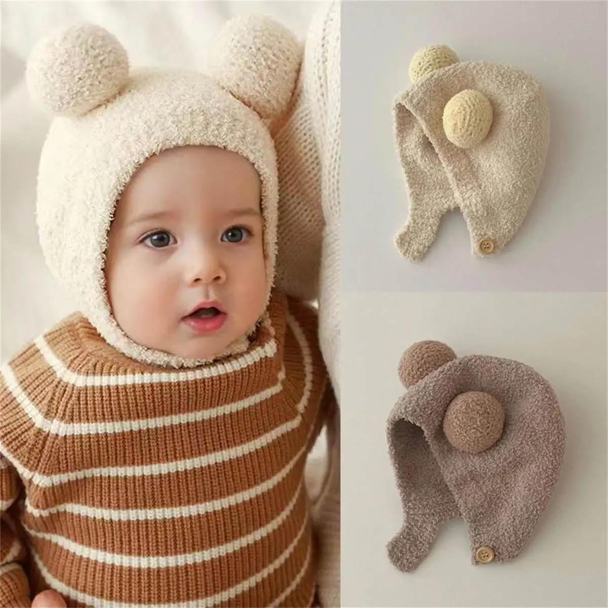 Cute Baby Hat Soft Pompom Infant Girls Boys Cap Beanie Solid Winter Kids Knitted Warm Ear Protection Bonnet Hat for 0-24M
Cute Baby Hat Soft Pompom Infant Girls Boys Cap Beanie Solid Winter Kids Knitted Warm Ear Protection Bonnet Hat for 0-24M