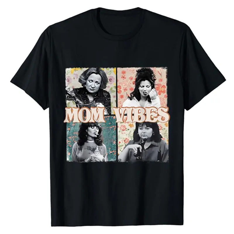 

Vintage 90’s Mom Vibes T-Shirt Funny Mom Life Flowers Mother Day Tee Mama Mommy Gifts Cool Women's Fashion Short Sleeve Blouses