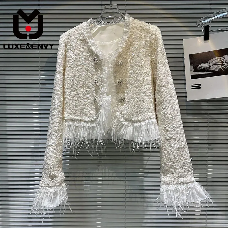 LUXE&ENVY New Little Fragrant Ostrich Hair Lace Sequin Thick Tweed Top Short Coat 2023 Autumn
LUXE&ENVY New Little Fragrant Ostrich Hair Lace Sequin Thick Tweed Top Short Coat 2023 Autumn