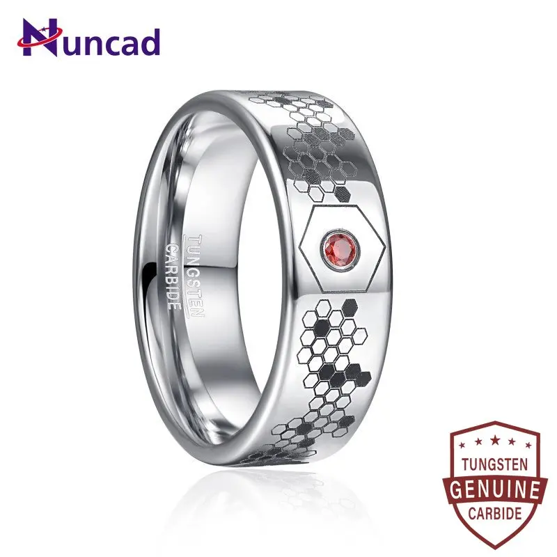 Nuncad 8mm Red Zircon Organic Molecular Pattern Tungsten Steel Ring Fashion Wedding Jewelry Gift for Men Size 7-12
Nuncad 8mm Red Zircon Organic Molecular Pattern Tungsten Steel Ring Fashion Wedding Jewelry Gift for Men Size 7-12