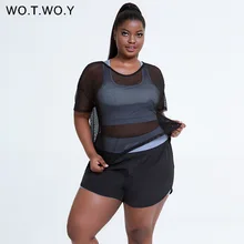 WOTWOY Plus Size 3 Piece Sets Women 2022 Summer Mesh Short Sleeve Tops Fitness Bra and Shorts Female Quick Drying Suit L-4XL
WOTWOY Plus Size 3 Piece Sets Women 2022 Summer Mesh Short Sleeve Tops Fitness Bra and Shorts Female Quick Drying Suit L-4XL