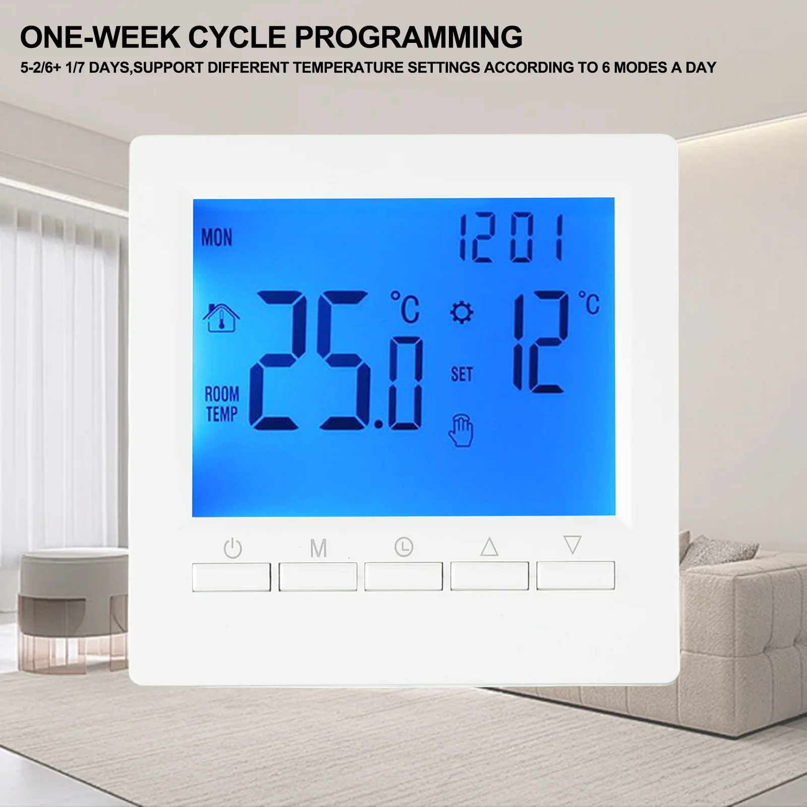 

86*86*28mm WiFi Smart Thermostat ABS Group-Control Familiy Share Battery APP Remote Precise Temperature Control Home Accessory