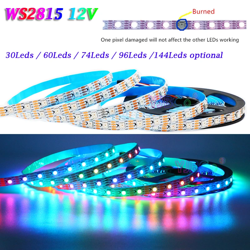 1~5m 12V addressable pixel WS2815 5050 RGB LED Strip full Color Light Tape 30/60/74/96/144 leds/m WS2812 IC Magic bar IP30/65/67
1~5m 12V addressable pixel WS2815 5050 RGB LED Strip full Color Light Tape 30/60/74/96/144 leds/m WS2812 IC Magic bar IP30/65/67