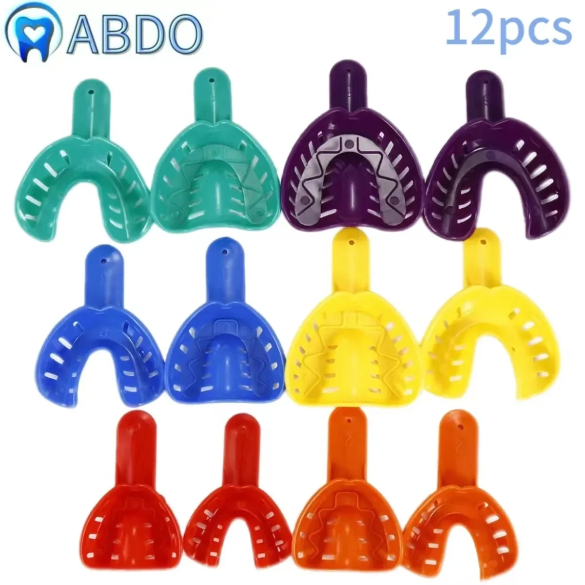 

12Pcs/set Disposable Plastic Teeth Holder Oral Care Tools Dental Impression Trays Adult And Children Central Supply Materials