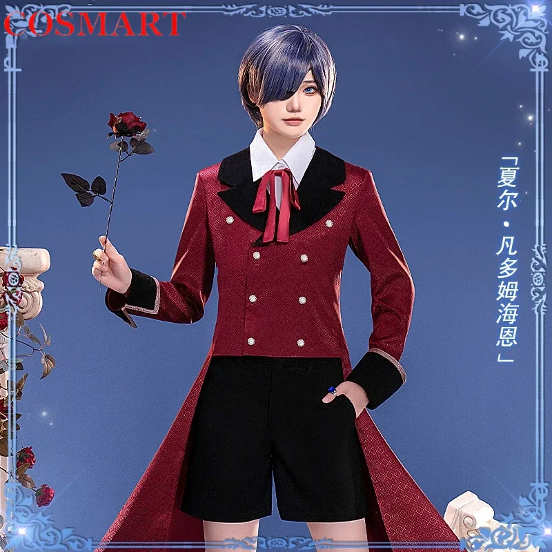 

COSMART Anime Black Butler Ciel Phantomhive Red Dress Game Suit Handsome Uniform Cosplay Costume Halloween Party Outfit Men