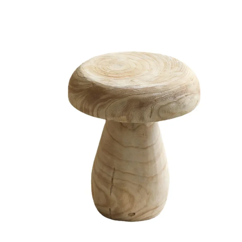 

Coffee Tables Wabi-sabi Mushroom Stool Solid Paulownia Sofa Side Table Retro Living Room Floor Mini Ornaments Tables Small