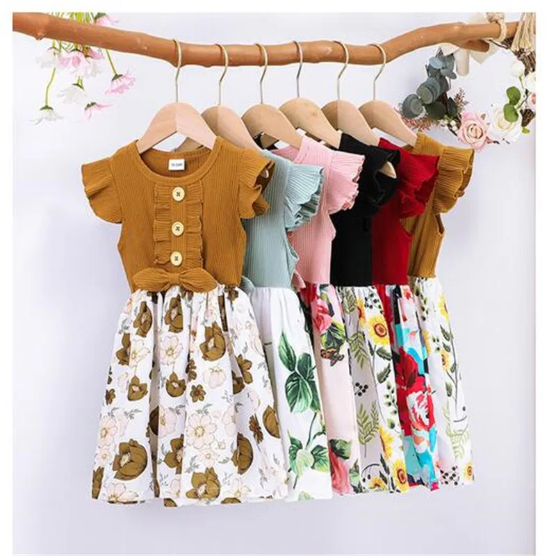 

1-5 Years Little Girl Princess Dress Clothing Baby Girl Sleeveless Floral Fashion Dress Children Girl Daily Holiday Clothes