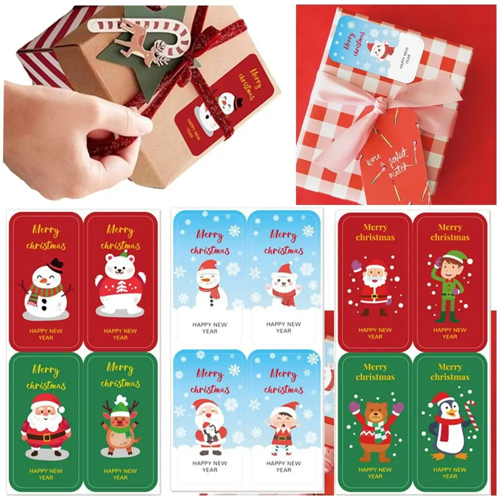 

200PCS 3cm*6cm Merry Christmas Stickers DIY Multicolor Greeting Tags Santa Claus Snowman Mixed Pattern Sealing Labels