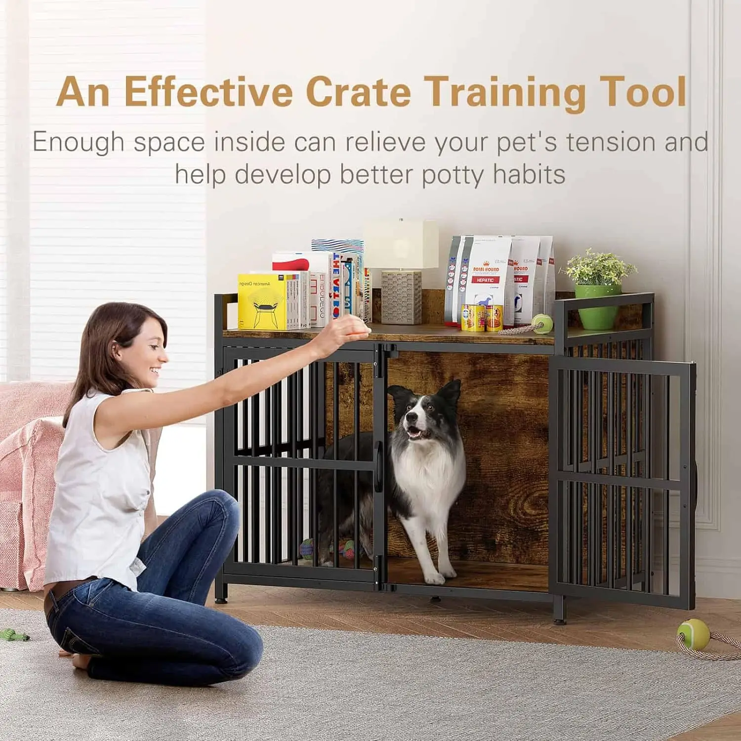 Фурнитура для собак среднего размера, деревянная 38 дюймовая фурнитура для собак с двумя дверцами, сверхпрочная фурнитура для собак
Фурнитура для собак среднего размера, деревянная 38 дюймовая фурнитура для собак с двумя дверцами, сверхпрочная фурнитура для собак