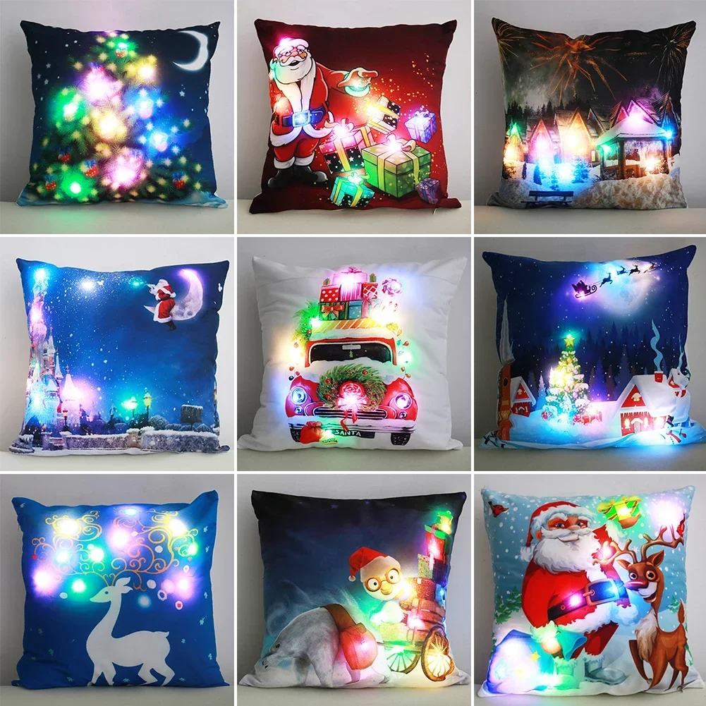 LED Christmas Pillowcase Cushion Cover Merry Santa Claus Decor Fairy Lights Cute Cartoon Snowman Pillow Home New Year Decoration
LED Christmas Pillowcase Cushion Cover Merry Santa Claus Decor Fairy Lights Cute Cartoon Snowman Pillow Home New Year Decoration