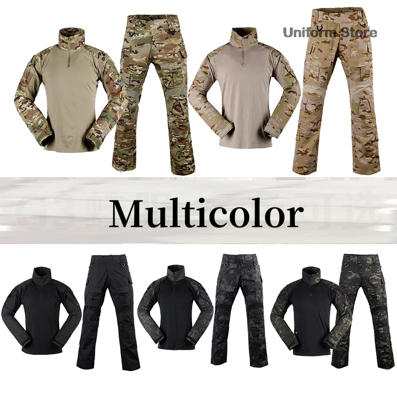 

G3 Multicam Airsoft Military Uniform Man Breathable Clothing Knee Pads Suit Husband Waterproof Clothes Set Equipment