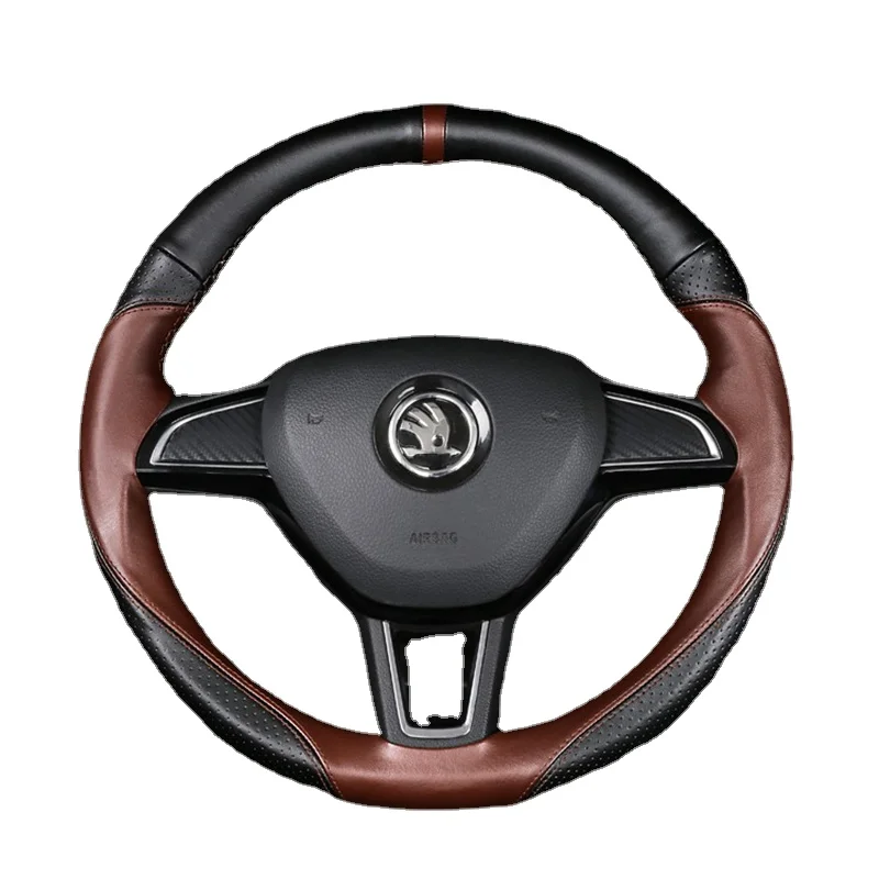 DIY Customized Hand Sewing Braid Car Steering Wheel Cover for Skoda Superb Rapid Genuine Leather Car Interior Accessories 38cm
DIY Customized Hand Sewing Braid Car Steering Wheel Cover for Skoda Superb Rapid Genuine Leather Car Interior Accessories 38cm