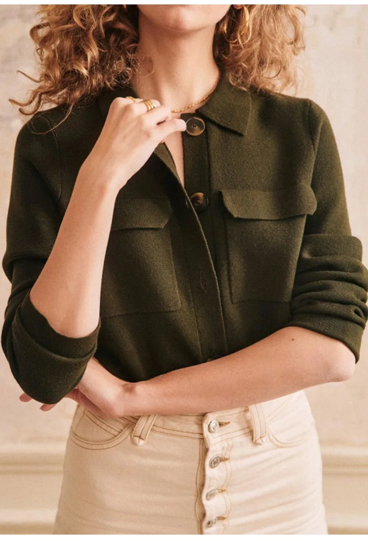 Women Knit Cardigan Solid Color Turn-down Collar Knitwear Top Single Breasted Simple Sweater with Double Pockets for Female 9 Mallzona S7e70a25083ff45e38e726c45a6c924b8U Women Knit Cardigan Solid Color Turn-down Collar Knitwear Top Single Breasted Simple Sweater with Double Pockets for Female Mallzona