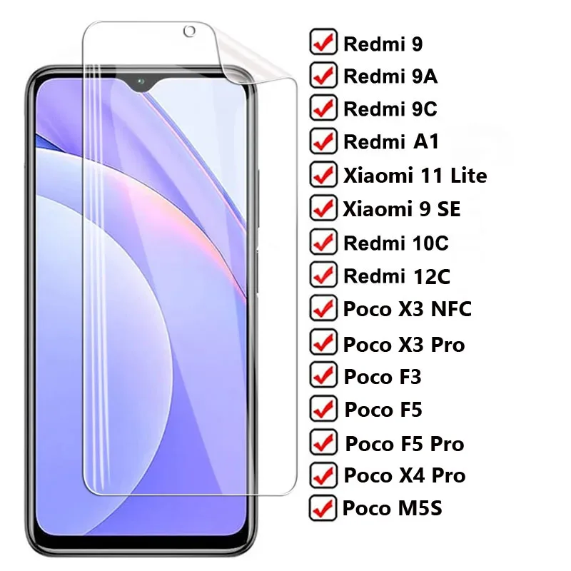 

Hydrogel Film For Xiaomi Mi 9 SE POCO C40 C55 X3 NFC X3 X4 F3 F5 Pro M5S Screen Protector For Redmi 9 9A 9C 10C 12C A1 Not Glass