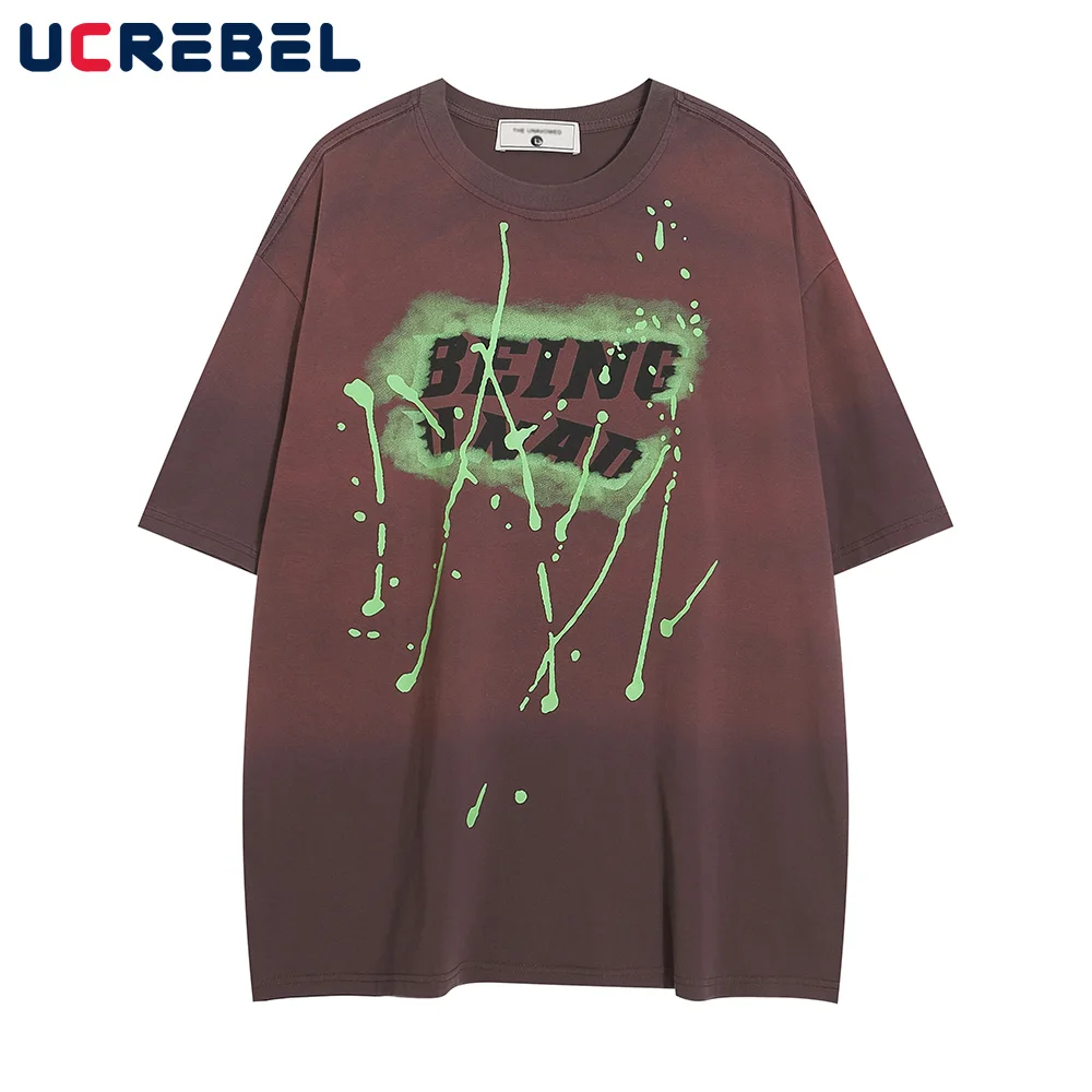 Splash Ink Letter Print Short Sleeve T-shirt Mens Gradient Dyed Summer High Street Crew Neck Half-Sleeve Cotton Tee Men Tshirt
Splash Ink Letter Print Short Sleeve T-shirt Mens Gradient Dyed Summer High Street Crew Neck Half-Sleeve Cotton Tee Men Tshirt