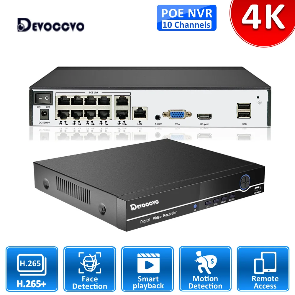 H.265 4K 8CH POE NVR Recorder XMEYE Face Detection 10CH CCTV Network Security Surveillance DVR For 8MP 5MP 2MP POE IP Camera P2P
H.265 4K 8CH POE NVR Recorder XMEYE Face Detection 10CH CCTV Network Security Surveillance DVR For 8MP 5MP 2MP POE IP Camera P2P