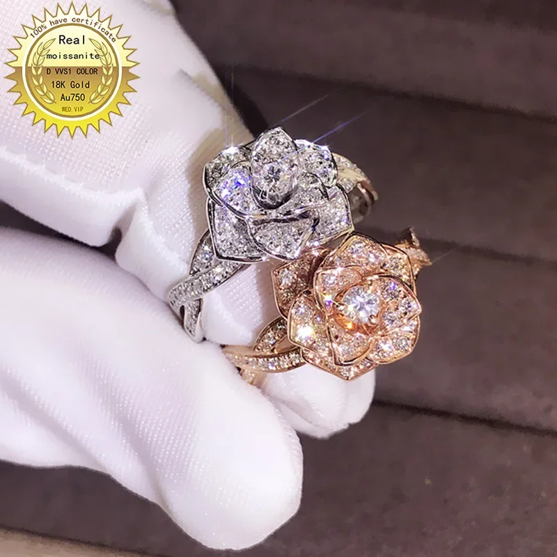 

6 8 7 9 10 Carat Solid Au750 18K White Gold Ring DVVS1 Round Moissanite Diamonds Wedding Party Engagement Anniversary Ring
