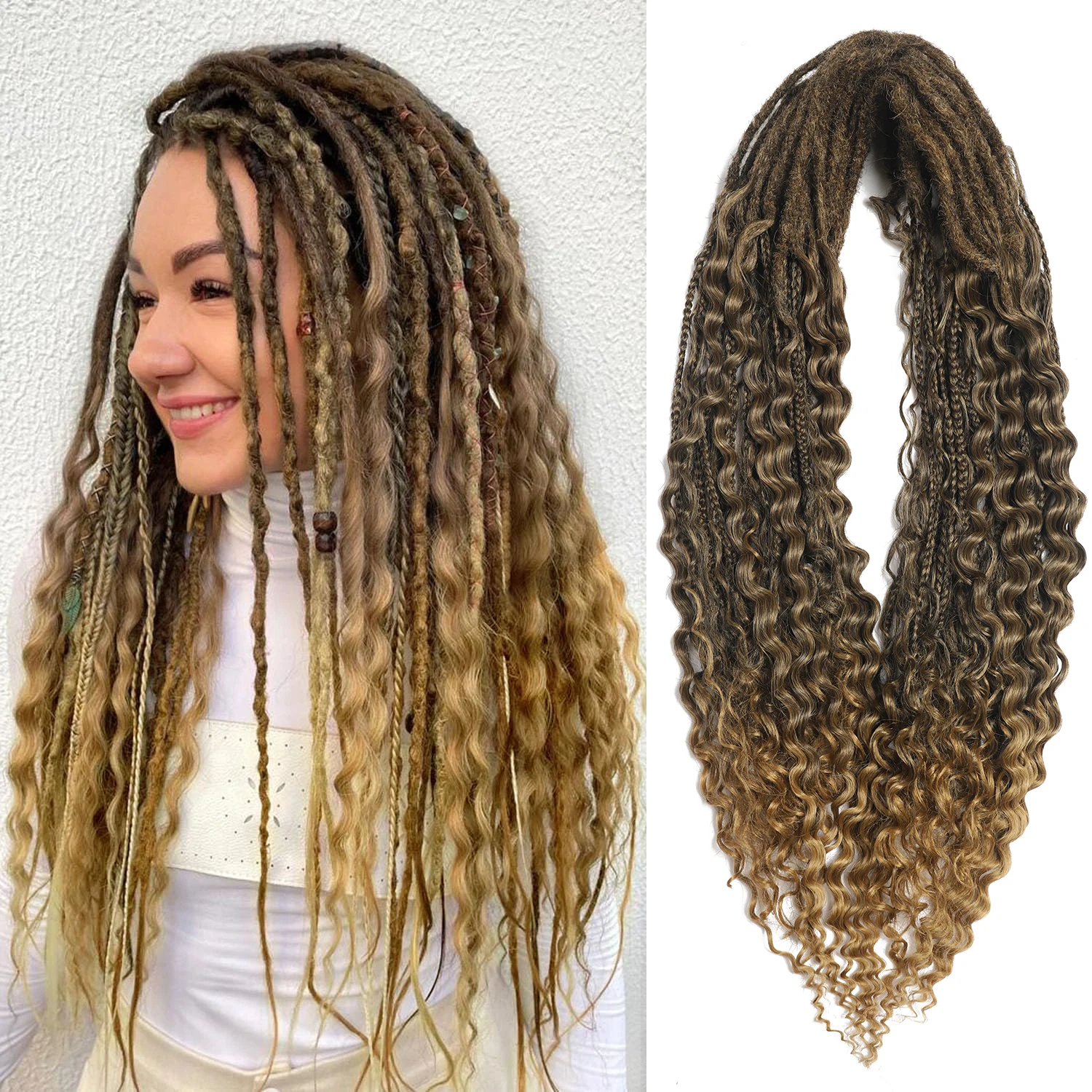 

Double Ended Synthetic Dreadlock Extensions Ombre Blonde Boho Crochet Hippie Dreads 10 Strands Handmade Bohemian Box Braids