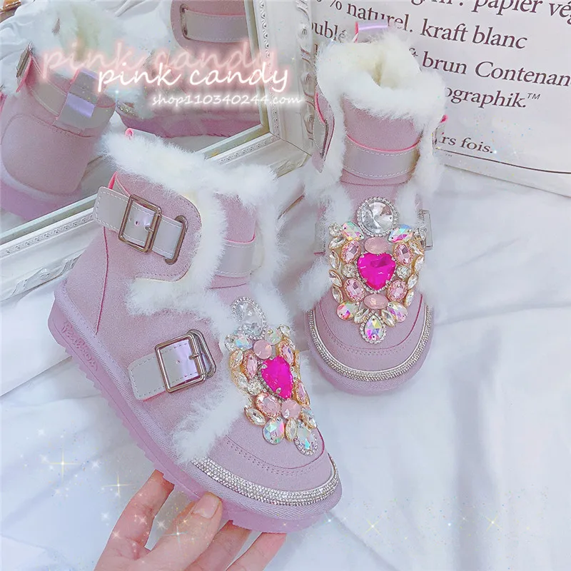 Original Designer Genuine Leather Snow Boots Winter Shoes Women Diamond Ankle Boots with Warm Plush Fur Cotton Shoes Handmade
Original Designer Genuine Leather Snow Boots Winter Shoes Women Diamond Ankle Boots with Warm Plush Fur Cotton Shoes Handmade