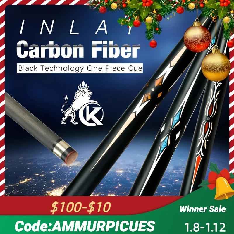 KONLLEN Snooker One Piece Cue 10.2mm Inlay Snooker Cue Stick Carbon Fiber Black Technology Billiard Cue with Extension and Case
KONLLEN Snooker One Piece Cue 10.2mm Inlay Snooker Cue Stick Carbon Fiber Black Technology Billiard Cue with Extension and Case