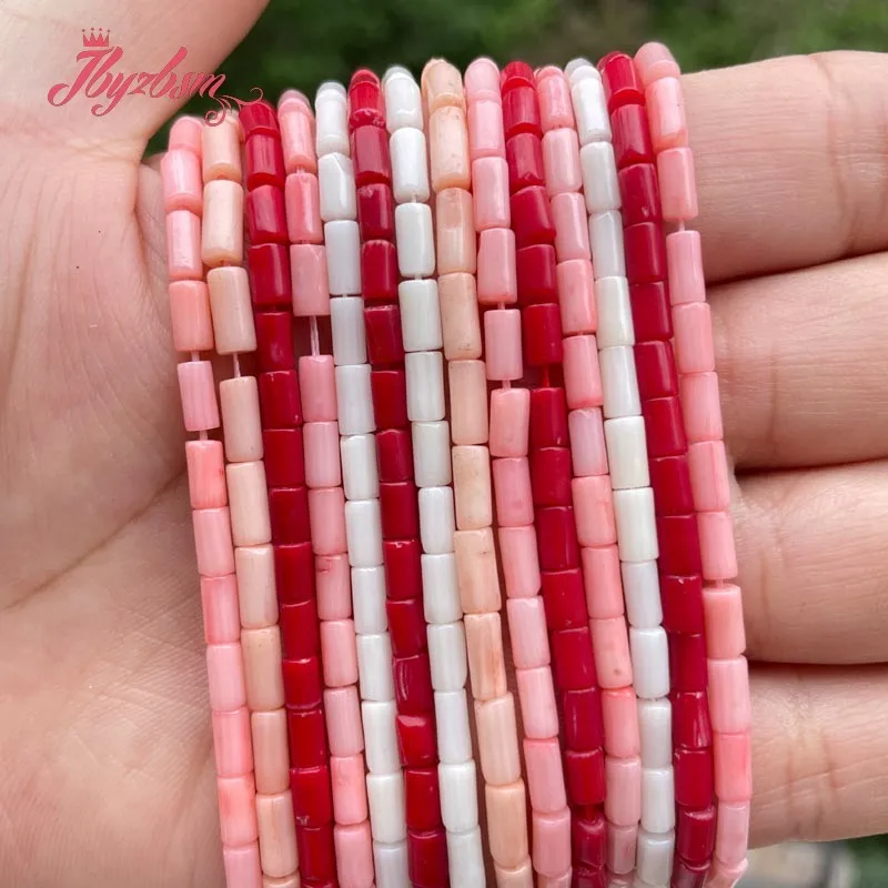 

3x5mm Smooth Column Coral Natural Stone Beads Loose For DIY Necklace Bracelets Earring Jewelry Making Strand 15" Free shipping