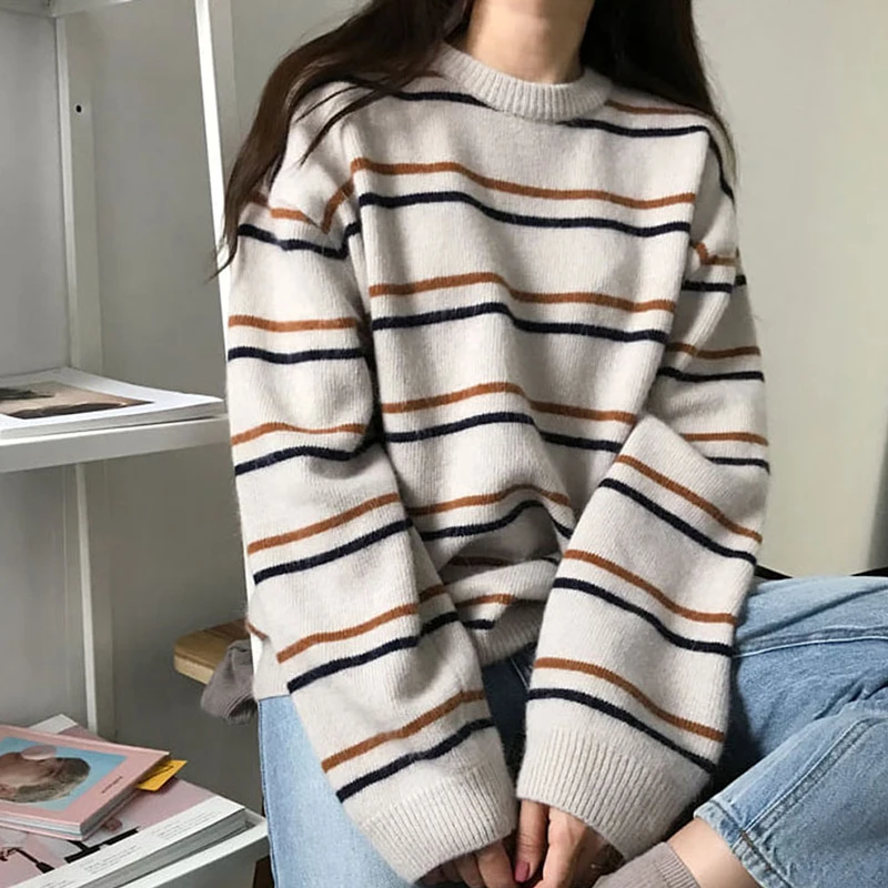 HELIAR Women Sweater O-Neck Striped Pullovers Loose Causal Jumpers Long Sleeve Warm All-match Sweater For Women 2023 Fall Winter
HELIAR Women Sweater O-Neck Striped Pullovers Loose Causal Jumpers Long Sleeve Warm All-match Sweater For Women 2023 Fall Winter