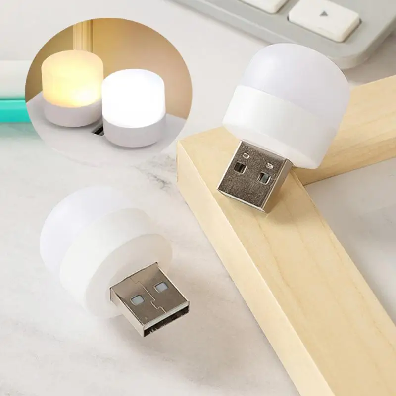 

USB-ночник, светодиодный мини-светильник с USB-разъемом, лампа с внешним аккумулятором и зарядкой от USB, маленький круглый светильник для чтения с защитой глаз