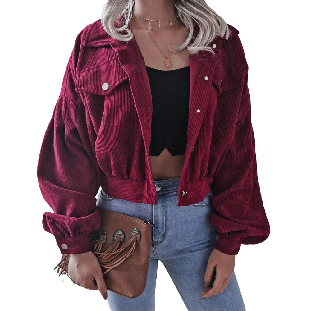 Womens Jacket Slightly Elastic Solid Color BF Style Corduroy Fall Winter Fashion Lapel Collar Long Lantern Sleeves Comfy
Womens Jacket Slightly Elastic Solid Color BF Style Corduroy Fall Winter Fashion Lapel Collar Long Lantern Sleeves Comfy