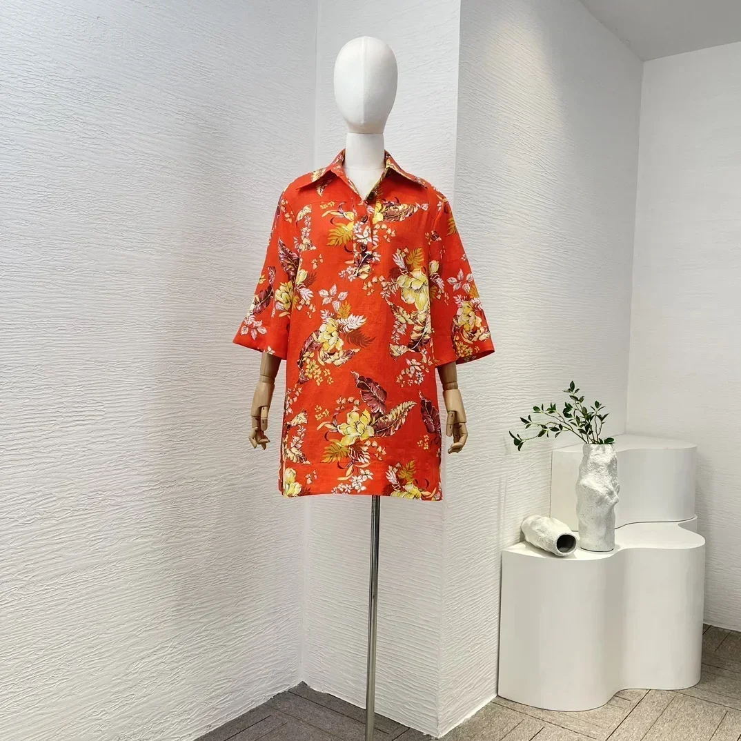 Newest Collection 2023 Top Quality Comfortable Natural Fabric 100% Linen Red Floral Print Half Sleeve Long Loose Blouse
Newest Collection 2023 Top Quality Comfortable Natural Fabric 100% Linen Red Floral Print Half Sleeve Long Loose Blouse