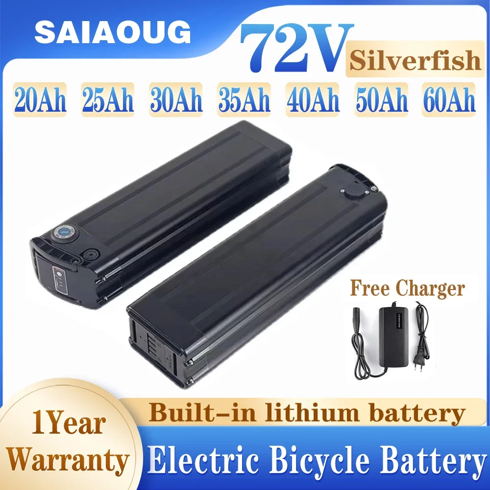 72V60ah 50ah Silver Fish Electric Bike Battery Lithium Battery 300-2500W Bateria De Litio 30Ah 40Ah 20Ah Akku Accu+Security Lock
72V60ah 50ah Silver Fish Electric Bike Battery Lithium Battery 300-2500W Bateria De Litio 30Ah 40Ah 20Ah Akku Accu+Security Lock