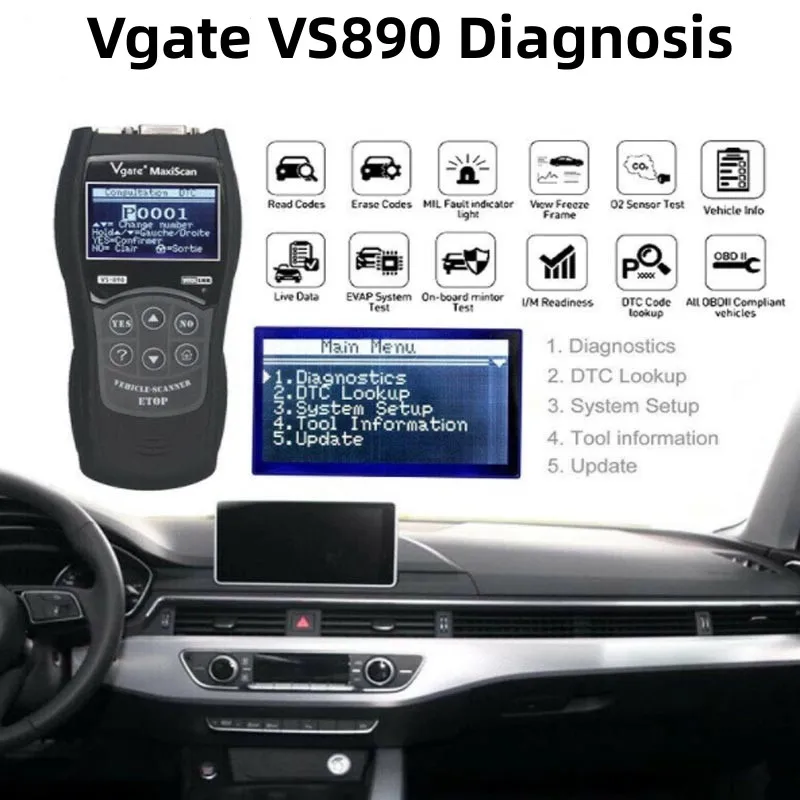 Новейший диагностический сканер Vgate VS890 OBD2, инструмент для сканирования Vgate VS 890 CAN-BUS, многоязычный считыватель кодов автомобиля, автомобильные диагностические инструменты
Новейший диагностический сканер Vgate VS890 OBD2, инструмент для сканирования Vgate VS 890 CAN-BUS, многоязычный считыватель кодов автомобиля, автомобильные диагностические инструменты