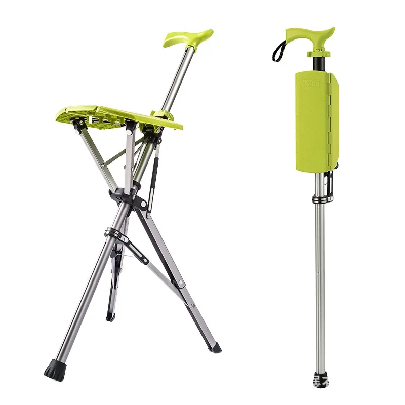 

Walking Stick for the Elderly with Stool Walking Aids Can Sit Walking Stick Non-Slip Crutches Folding Stool Strong Elderly