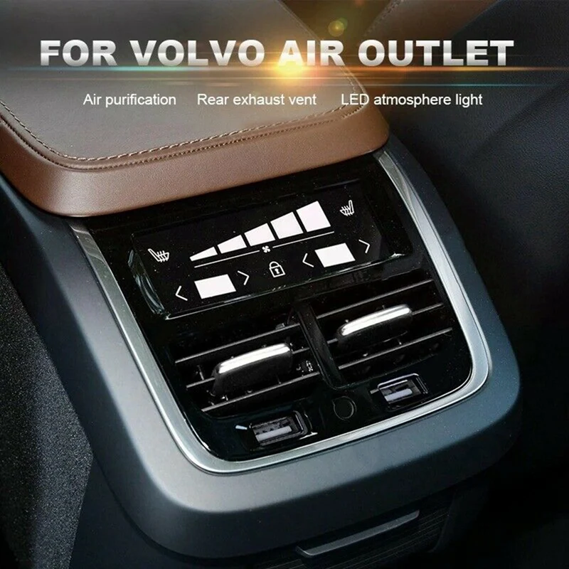 

Car Accessories For Volvo XC60 XC90 S60 V60 15-21 Rear Exhaust Air Outlet Purification LED Atmosphere Lamp USB Charging