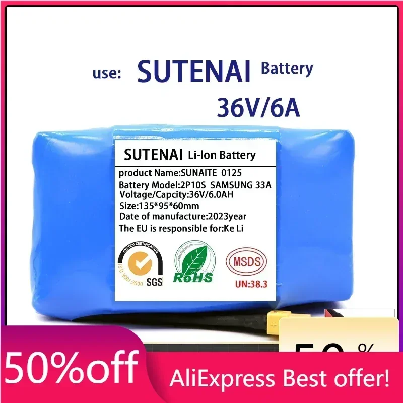 36V 18650 Battery Pack 6000mAh Rechargeable Lithium ion battery for Electric Self Balancing Scooter HoverBoard Unicycle
36V 18650 Battery Pack 6000mAh Rechargeable Lithium ion battery for Electric Self Balancing Scooter HoverBoard Unicycle