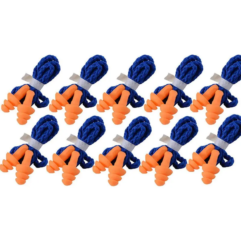 

100 Pairs Individually Wrapped Non Toxic Soft Silicone Corded Ear Plugs Reusable Hearing Protection Rubber Earplugs
