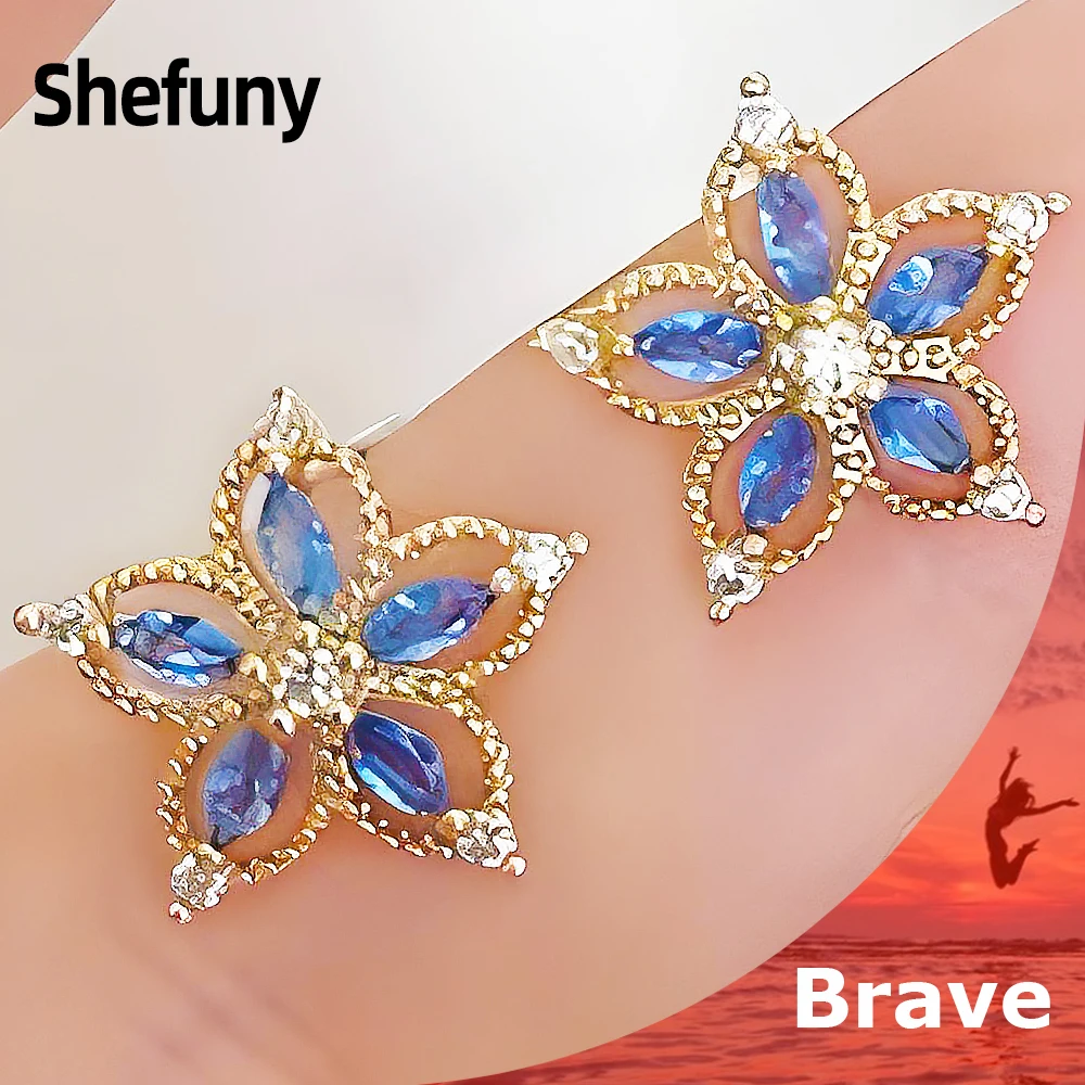 925 Sterling Silver Orchid Flower Stud Earring Light Blue Zircon 14K Gold Hollow Earrings For Women Fine Jewelry Birthday Gift
925 Sterling Silver Orchid Flower Stud Earring Light Blue Zircon 14K Gold Hollow Earrings For Women Fine Jewelry Birthday Gift