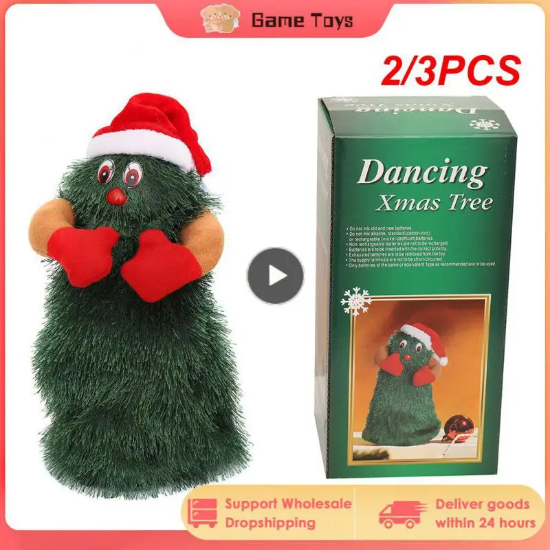 

2/3PCS 16/20/24cm Christmas Tree Plush Toy 360 Degree Rotation Christmas Tree Electric Toys Dancing Singing Doll Toys For