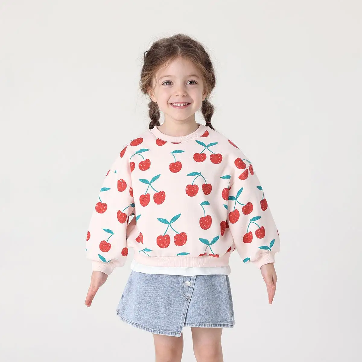 

MARC&JANIE Girls Spring Cherry Lantern Sleeve Sweatshirts 231238