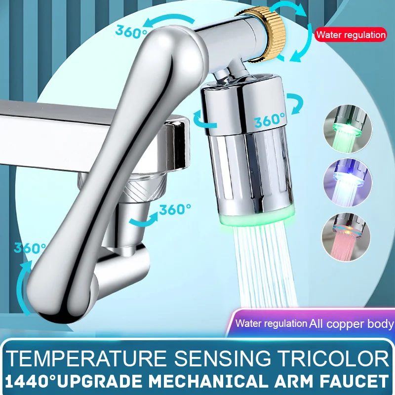 1440 ° Rotating Faucet Extender Metal Copper Luminous Faucet Robot Arm Foam Nozzle Sprayer Kitchen Water-saving Filter
1440 ° Rotating Faucet Extender Metal Copper Luminous Faucet Robot Arm Foam Nozzle Sprayer Kitchen Water-saving Filter