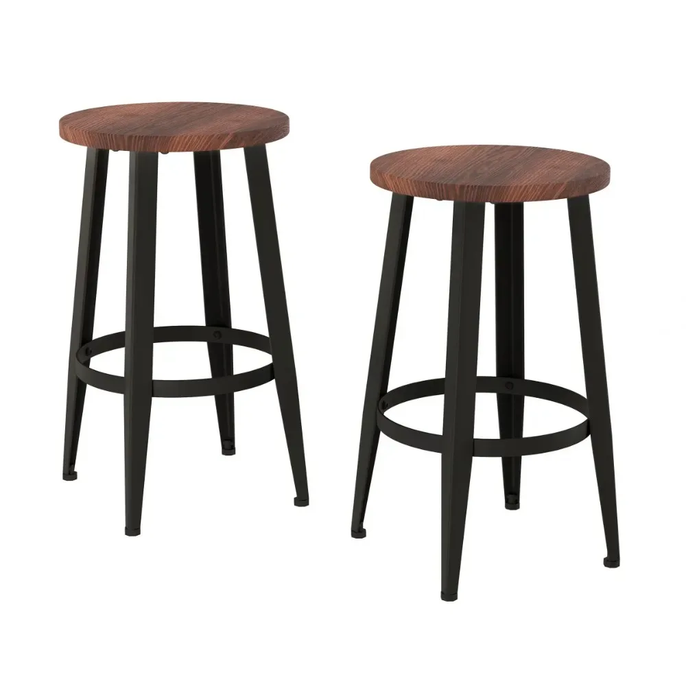 

24 "counter Height Backless Stool with Metal Base and Wooden Seats Suitable for Kitchens Islands Restaurants