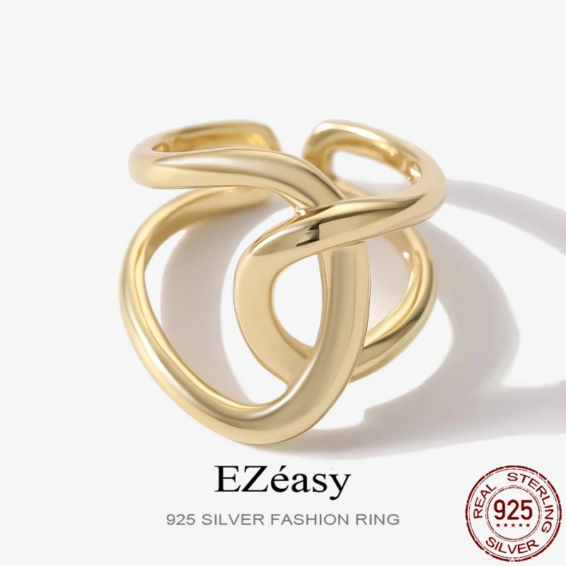 EZeasy 925 Sterling Silver Luxury Fine Rings Intersection Opening with Interwoven Lines For Women Wedding Design Jewelry Gift
EZeasy 925 Sterling Silver Luxury Fine Rings Intersection Opening with Interwoven Lines For Women Wedding Design Jewelry Gift